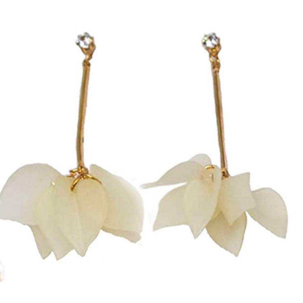 Acrylic Flower Petal Rhinestone Earrings